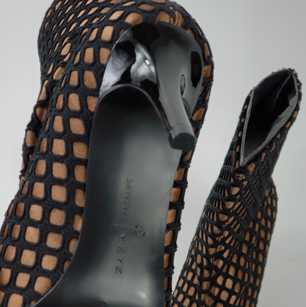 Zara Trafaluc High Heel Mesh Ankle Boots - Picture 6 of 8